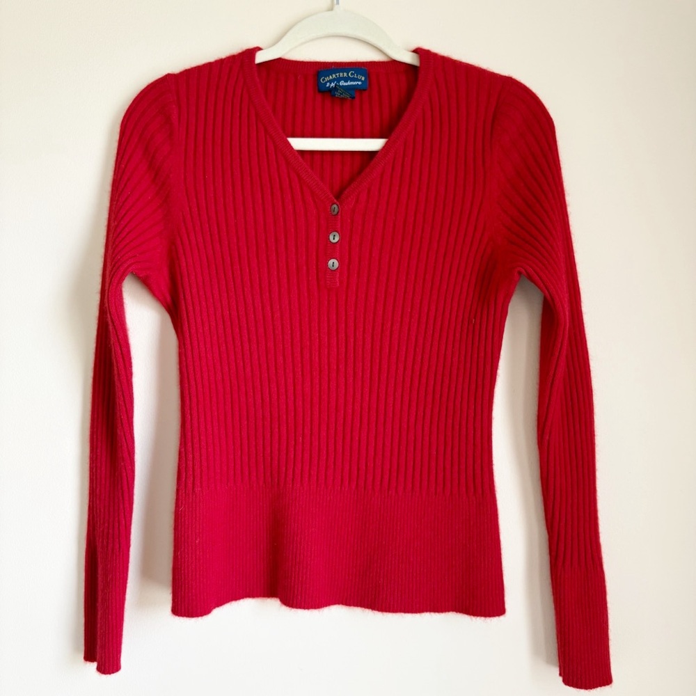 Charter Club 2-ply Cashmere Henley